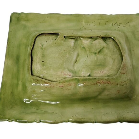 Vintage MCM Large handcrafted Rectangle Ceramic Ashtray with quilted pattern in - Picture 3 of 3